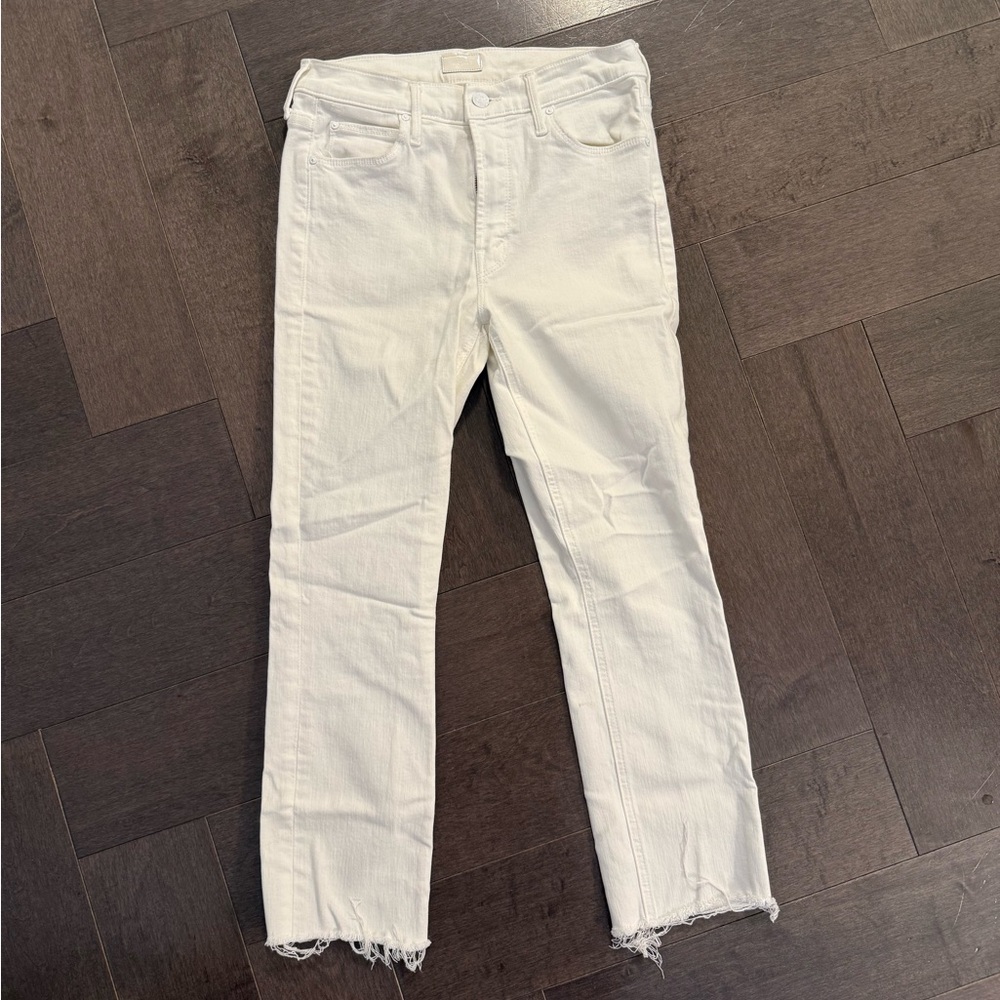 Mother Denim Mid Rise Dazzler Ankle- WHITE/27